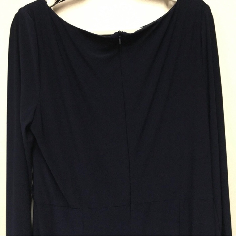 Vince Camuto Beaded Draped Stretch Gown 14 Navy Blue Elegant Formal Gala Wedding - Picture 8 of 14